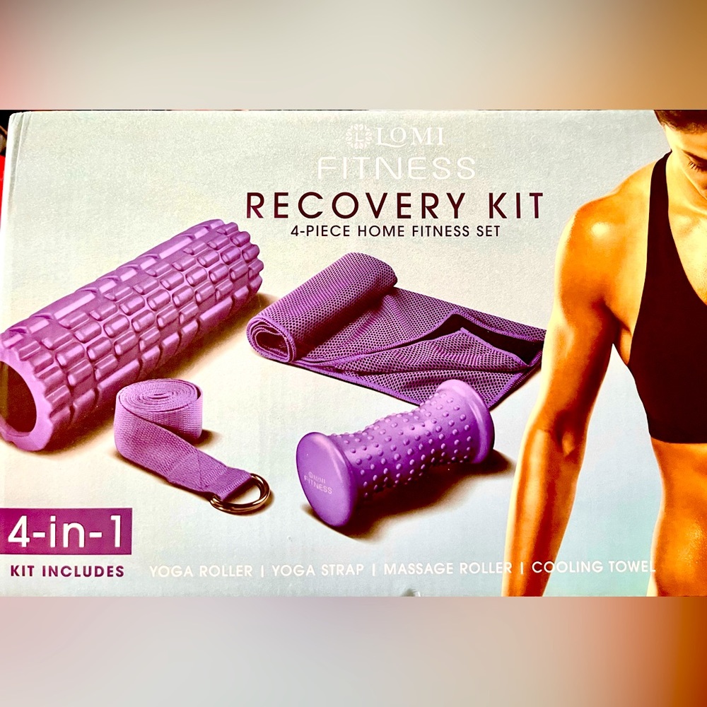Lomi Fitness Home Recovery Kit Inc.Cooling towel,strap,roller& massage.FINAL NIB
